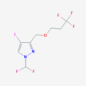 molecular formula C8H8F5IN2O B2914675 1-(difluoromethyl)-4-iodo-3-[(3,3,3-trifluoropropoxy)methyl]-1H-pyrazole CAS No. 1856075-55-2