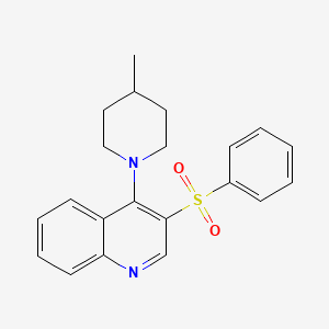 molecular formula C21H22N2O2S B2914679 3-(Benzenesulfonyl)-4-(4-methylpiperidin-1-yl)quinoline CAS No. 866843-09-6