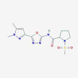 N-(5-(1,5-dimethyl-1H-pyrazol-3-yl)-1,3,4-oxadiazol-2-yl)-1-(methylsulfonyl)pyrrolidine-2-carboxamide