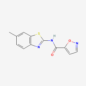 molecular formula C12H9N3O2S B2914687 N-(6-methylbenzo[d]thiazol-2-yl)isoxazole-5-carboxamide CAS No. 919758-75-1