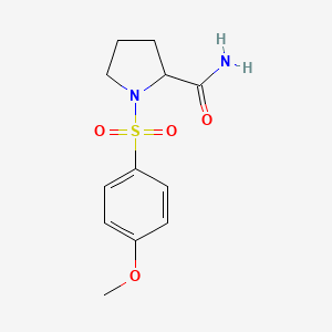 molecular formula C12H16N2O4S B2914688 1-((4-Methoxyphenyl)sulfonyl)pyrrolidine-2-carboxamide CAS No. 1219360-15-2