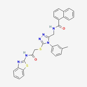 molecular formula C30H24N6O2S2 B2914694 N-[[5-[2-(1,3-benzothiazol-2-ylamino)-2-oxoethyl]sulfanyl-4-(3-methylphenyl)-1,2,4-triazol-3-yl]methyl]naphthalene-1-carboxamide CAS No. 393873-91-1