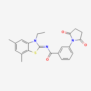 (Z)-3-(2,5-dioxopyrrolidin-1-yl)-N-(3-ethyl-5,7-dimethylbenzo[d]thiazol-2(3H)-ylidene)benzamide