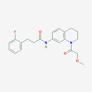 molecular formula C21H23FN2O3 B2914703 3-(2-fluorophenyl)-N-(1-(2-methoxyacetyl)-1,2,3,4-tetrahydroquinolin-7-yl)propanamide CAS No. 1797612-38-4