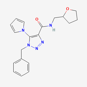 molecular formula C19H21N5O2 B2914711 1-benzyl-5-(1H-pyrrol-1-yl)-N-((tetrahydrofuran-2-yl)methyl)-1H-1,2,3-triazole-4-carboxamide CAS No. 2034248-16-1
