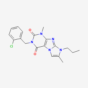 molecular formula C19H20ClN5O2 B2914715 3-(2-chlorobenzyl)-1,7-dimethyl-8-propyl-1H-imidazo[2,1-f]purine-2,4(3H,8H)-dione CAS No. 887463-21-0