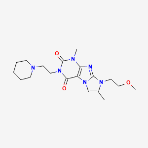 molecular formula C19H28N6O3 B2914716 8-(2-methoxyethyl)-1,7-dimethyl-3-(2-(piperidin-1-yl)ethyl)-1H-imidazo[2,1-f]purine-2,4(3H,8H)-dione CAS No. 887215-83-0