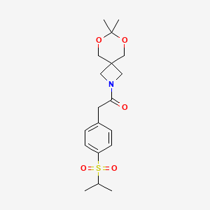 molecular formula C19H27NO5S B2914726 1-(7,7-Dimethyl-6,8-dioxa-2-azaspiro[3.5]nonan-2-yl)-2-(4-(isopropylsulfonyl)phenyl)ethanone CAS No. 1396685-27-0