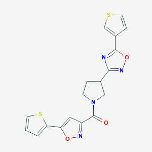 (5-(Thiophen-2-yl)isoxazol-3-yl)(3-(5-(thiophen-3-yl)-1,2,4-oxadiazol-3-yl)pyrrolidin-1-yl)methanone