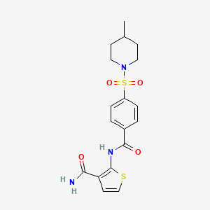 molecular formula C18H21N3O4S2 B2914731 2-(4-((4-Methylpiperidin-1-yl)sulfonyl)benzamido)thiophene-3-carboxamide CAS No. 864940-96-5