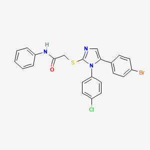 molecular formula C23H17BrClN3OS B2914732 2-((5-(4-bromophenyl)-1-(4-chlorophenyl)-1H-imidazol-2-yl)thio)-N-phenylacetamide CAS No. 1226437-43-9