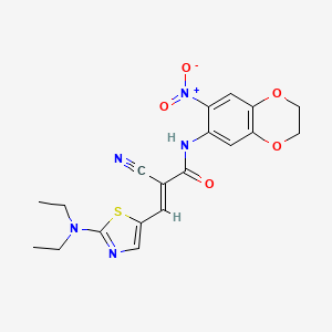(E)-2-Cyano-3-[2-(diethylamino)-1,3-thiazol-5-yl]-N-(6-nitro-2,3-dihydro-1,4-benzodioxin-7-yl)prop-2-enamide