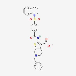 molecular formula C32H31N3O5S2 B2914767 methyl 6-benzyl-2-(4-((3,4-dihydroquinolin-1(2H)-yl)sulfonyl)benzamido)-4,5,6,7-tetrahydrothieno[2,3-c]pyridine-3-carboxylate CAS No. 524680-03-3