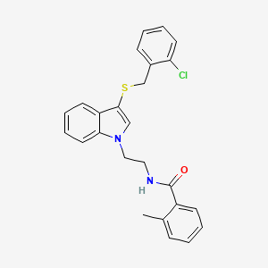 molecular formula C25H23ClN2OS B2914774 N-(2-(3-((2-chlorobenzyl)thio)-1H-indol-1-yl)ethyl)-2-methylbenzamide CAS No. 532970-07-3