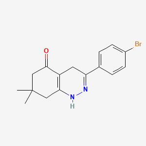 molecular formula C16H17BrN2O B2914778 3-(4-Bromophenyl)-7,7-dimethyl-1,4,6,8-tetrahydrocinnolin-5-one CAS No. 190436-38-5