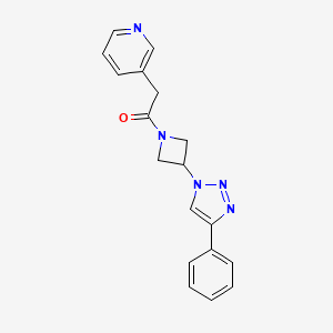 molecular formula C18H17N5O B2914780 1-(3-(4-phenyl-1H-1,2,3-triazol-1-yl)azetidin-1-yl)-2-(pyridin-3-yl)ethanone CAS No. 2034266-29-8
