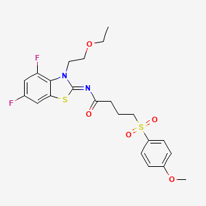 molecular formula C22H24F2N2O5S2 B2914786 (E)-N-(3-(2-ethoxyethyl)-4,6-difluorobenzo[d]thiazol-2(3H)-ylidene)-4-((4-methoxyphenyl)sulfonyl)butanamide CAS No. 941987-39-9