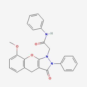 molecular formula C25H21N3O4 B2914787 2-(8-methoxy-3-oxo-2-phenyl-2,3-dihydrochromeno[2,3-c]pyrazol-1(4H)-yl)-N-phenylacetamide CAS No. 1223950-28-4