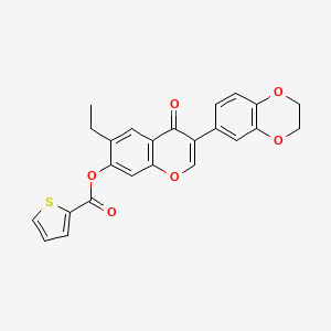 3-(2,3-dihydrobenzo[b][1,4]dioxin-6-yl)-6-ethyl-4-oxo-4H-chromen-7-yl thiophene-2-carboxylate