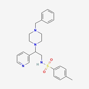molecular formula C25H30N4O2S B2914804 N-(2-(4-benzylpiperazin-1-yl)-2-(pyridin-3-yl)ethyl)-4-methylbenzenesulfonamide CAS No. 863558-69-4