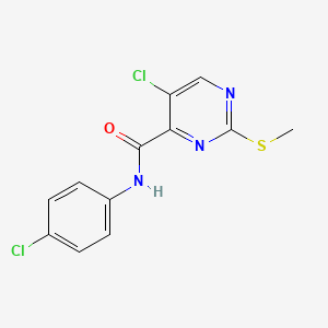 molecular formula C12H9Cl2N3OS B2914805 5-chloro-N-(4-chlorophenyl)-2-(methylsulfanyl)pyrimidine-4-carboxamide CAS No. 879951-85-6