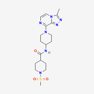 molecular formula C18H27N7O3S B2914806 1-methanesulfonyl-N-(1-{3-methyl-[1,2,4]triazolo[4,3-a]pyrazin-8-yl}piperidin-4-yl)piperidine-4-carboxamide CAS No. 2034533-10-1