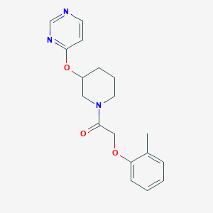 molecular formula C18H21N3O3 B2914809 1-(3-(Pyrimidin-4-yloxy)piperidin-1-yl)-2-(o-tolyloxy)ethanone CAS No. 2034580-34-0