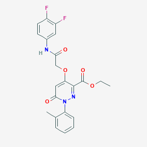 molecular formula C22H19F2N3O5 B2914811 Ethyl 4-(2-((3,4-difluorophenyl)amino)-2-oxoethoxy)-6-oxo-1-(o-tolyl)-1,6-dihydropyridazine-3-carboxylate CAS No. 899975-38-3