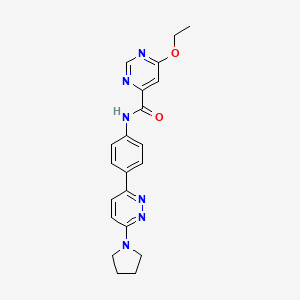 molecular formula C21H22N6O2 B2914813 6-ethoxy-N-(4-(6-(pyrrolidin-1-yl)pyridazin-3-yl)phenyl)pyrimidine-4-carboxamide CAS No. 2034433-47-9