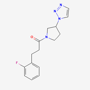 molecular formula C15H17FN4O B2914816 1-(3-(1H-1,2,3-三唑-1-基)吡咯烷-1-基)-3-(2-氟苯基)丙-1-酮 CAS No. 1795304-45-8