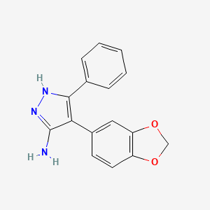 molecular formula C16H13N3O2 B2914826 4-(2H-1,3-benzodioxol-5-yl)-3-phenyl-1H-pyrazol-5-amine CAS No. 1187334-25-3