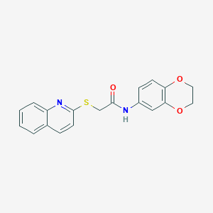 molecular formula C19H16N2O3S B2914830 N-(2,3-二氢-1,4-苯并二氧杂环-6-基)-2-(喹啉-2-基硫代)乙酰胺 CAS No. 671198-63-3