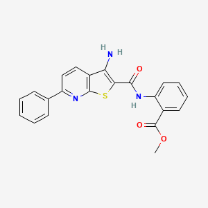 molecular formula C22H17N3O3S B2914831 Methyl 2-(3-amino-6-phenylthieno[2,3-b]pyridine-2-carboxamido)benzoate CAS No. 923195-43-1