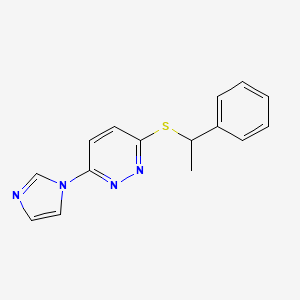 molecular formula C15H14N4S B2914832 3-(1H-imidazol-1-yl)-6-((1-phenylethyl)thio)pyridazine CAS No. 1351645-12-9