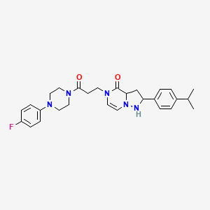 molecular formula C28H30FN5O2 B2914836 5-{3-[4-(4-氟苯基)哌嗪-1-基]-3-氧代丙基}-2-[4-(丙-2-基)苯基]-4H,5H-吡唑并[1,5-a]吡嗪-4-酮 CAS No. 1326867-76-8