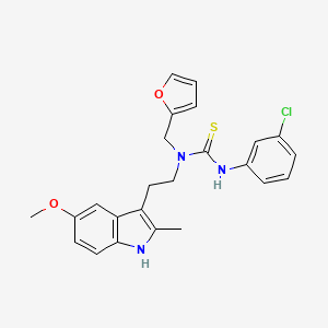 molecular formula C24H24ClN3O2S B2914845 3-(3-chlorophenyl)-1-(furan-2-ylmethyl)-1-(2-(5-methoxy-2-methyl-1H-indol-3-yl)ethyl)thiourea CAS No. 851937-37-6