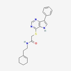 molecular formula C22H24N4OS B2914846 N-(2-(cyclohex-1-en-1-yl)ethyl)-2-((7-phenyl-5H-pyrrolo[3,2-d]pyrimidin-4-yl)thio)acetamide CAS No. 1421456-57-6