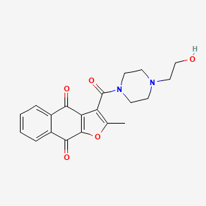 molecular formula C20H20N2O5 B2914862 3-(4-(2-Hydroxyethyl)piperazine-1-carbonyl)-2-methylnaphtho[2,3-b]furan-4,9-dione CAS No. 690640-84-7
