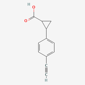 molecular formula C12H10O2 B2914863 2-(4-乙炔基苯基)环丙烷-1-羧酸 CAS No. 2228931-18-6