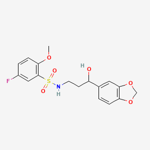 molecular formula C17H18FNO6S B2914865 N-(3-(benzo[d][1,3]dioxol-5-yl)-3-hydroxypropyl)-5-fluoro-2-methoxybenzenesulfonamide CAS No. 1421451-92-4