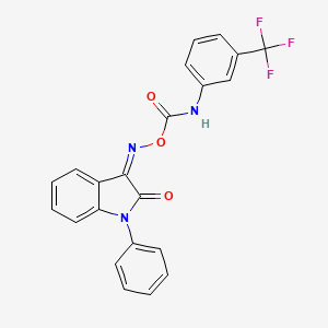 molecular formula C22H14F3N3O3 B2914868 1-苯基-3-[({[3-(三氟甲基)苯胺]羰基}氧基)亚氨基]-1H-吲哚-2-酮 CAS No. 866143-53-5