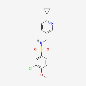 molecular formula C16H17ClN2O3S B2914870 3-氯-N-[(6-环丙基吡啶-3-基)甲基]-4-甲氧基苯-1-磺酰胺 CAS No. 2097888-72-5