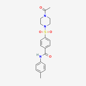 molecular formula C20H23N3O4S B2914884 4-((4-acetylpiperazin-1-yl)sulfonyl)-N-(p-tolyl)benzamide CAS No. 898657-26-6