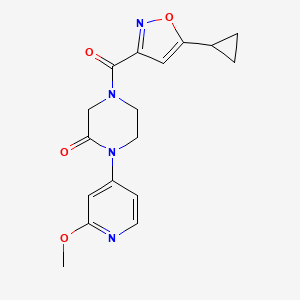 molecular formula C17H18N4O4 B2914886 4-(5-Cyclopropyl-1,2-oxazole-3-carbonyl)-1-(2-methoxypyridin-4-yl)piperazin-2-one CAS No. 2380100-94-5