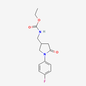 molecular formula C14H17FN2O3 B2914888 Ethyl ((1-(4-fluorophenyl)-5-oxopyrrolidin-3-yl)methyl)carbamate CAS No. 954668-34-9