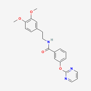 molecular formula C21H21N3O4 B2914889 N-(3,4-dimethoxyphenethyl)-3-(pyrimidin-2-yloxy)benzamide CAS No. 1251574-09-0