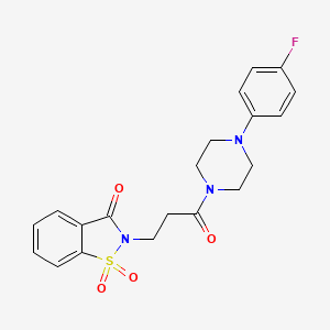 molecular formula C20H20FN3O4S B2914905 2-(3-(4-(4-fluorophenyl)piperazin-1-yl)-3-oxopropyl)benzo[d]isothiazol-3(2H)-one 1,1-dioxide CAS No. 899954-44-0