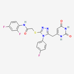 molecular formula C21H15F3N6O3S B2914943 N-(2,4-二氟苯基)-2-((5-((2,6-二氧代-1,2,3,6-四氢嘧啶-4-基)甲基)-4-(4-氟苯基)-4H-1,2,4-三唑-3-基)硫代)乙酰胺 CAS No. 852154-14-4