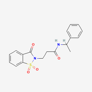 molecular formula C18H18N2O4S B2914945 3-(1,1-dioxido-3-oxobenzo[d]isothiazol-2(3H)-yl)-N-(1-phenylethyl)propanamide CAS No. 899757-20-1