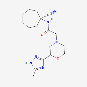 molecular formula C17H26N6O2 B2914946 N-(1-cyanocycloheptyl)-2-[2-(3-methyl-1H-1,2,4-triazol-5-yl)morpholin-4-yl]acetamide CAS No. 1394763-31-5